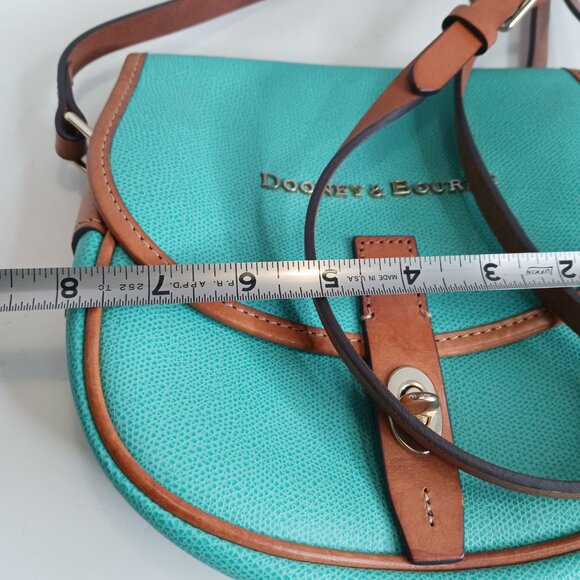 Dooney & Bourke Designer Teal Saddle Bag Flap Crossbody Purse Handbag - Picture 8 of 16